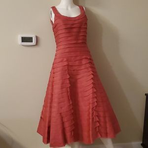 Carmen Marc Valvo pink layered gown, sleeveless, full skirt, 6, gorgeous